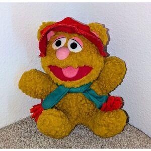 Henson Baby Fozzie Bear Plush Toy Stuffed Animal Red Hat‎ Scarf 1987